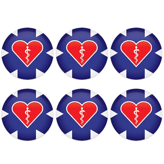 Beistle 2" Blue Medical Star Icon with Red Heart Buttons, 6ct.